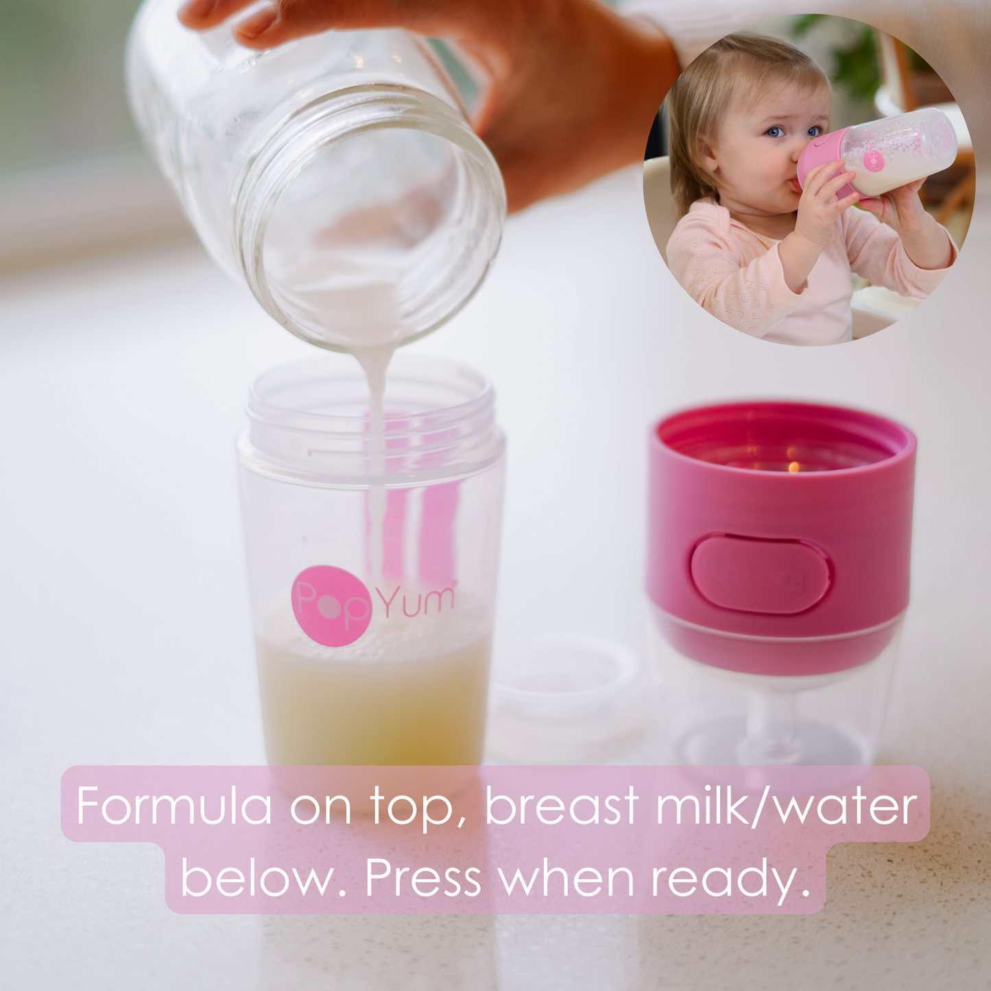 PopYum 5oz Anti-Colic Baby Bottle for Breast and Formula Feeding, 3-Pack, Blue, #1 Slow Flow Nipples
